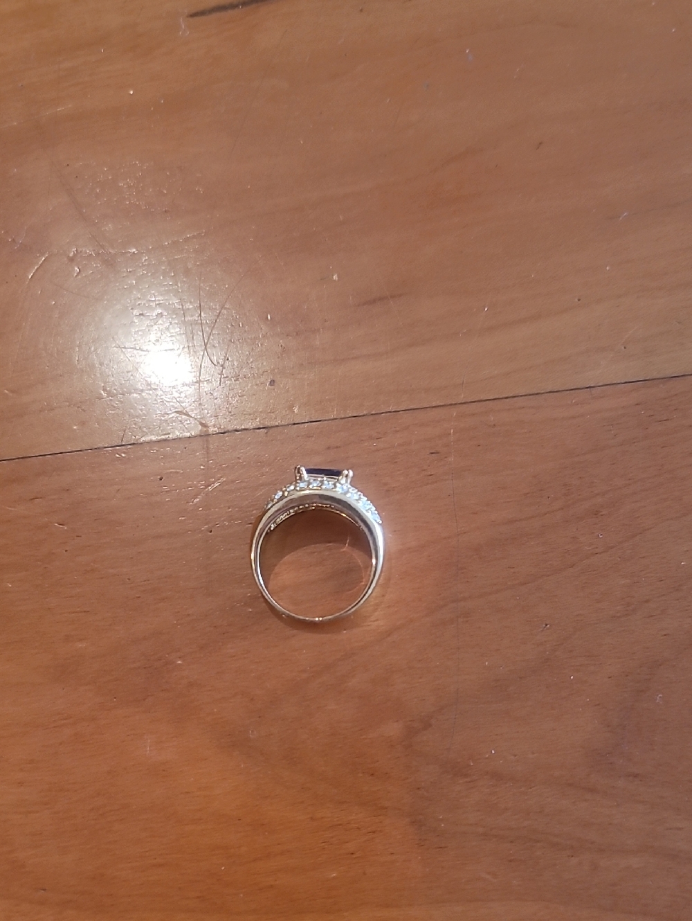 Gold Color Ring With Blue Stone On Top
